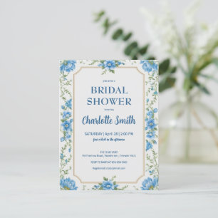 Moderne trendige blaue Chinoiserie-Brautparty Postkarte