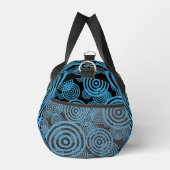 Moderne, trendige blaue Kreise auf schwarzer Monog Duffle Bag (Rechts)