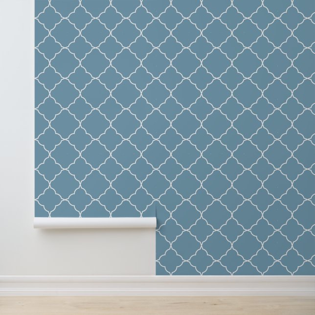 Moderne, trendige blaue Quatrefolie Tapete (Anwendung)