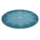 Moderne trendige, blaue türkisfarbene Boho mandala Schneidebrett (Ecke)