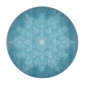 Moderne trendige, blaue türkisfarbene Boho mandala Schneidebrett (Vorderseite)