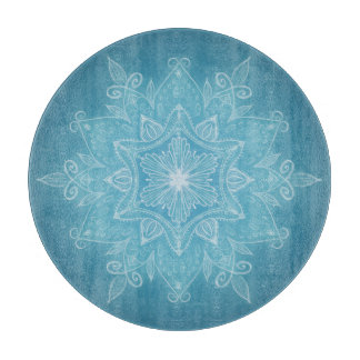 Moderne trendige, blaue türkisfarbene Boho mandala Schneidebrett
