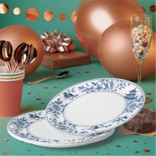 Moderne trendige Blaue und Weiße Porzellan-Chinois Pappteller