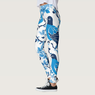 Moderne trendige Blue and White Porcelain Chinoise Leggings