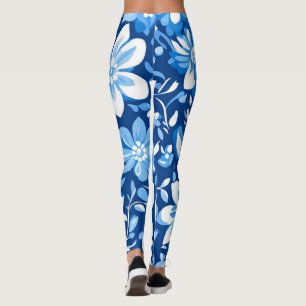 Moderne trendige Blue and White Porcelain Chinoise Leggings