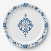 Moderne trendige Blue and White Porcelain Chinoise Pappteller (Vorderseite)
