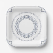 Moderne trendige Blue and White Porcelain Chinoise Pappteller (Vorderseite)