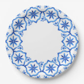 Moderne trendige Blue and White Porcelain Chinoise Pappteller (Vorderseite)