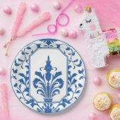 Moderne trendige Blue and White Porcelain Chinoise Pappteller (Party)