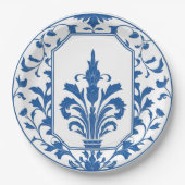 Moderne trendige Blue and White Porcelain Chinoise Pappteller (Vorderseite)