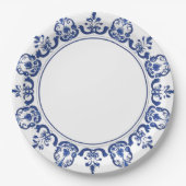 Moderne trendige Blue and White Porcelain Chinoise Pappteller (Vorderseite)