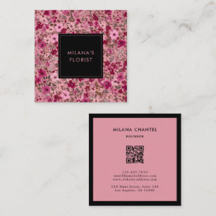 Moderne trendige Blume Floristin Pinke Daisy Quadratische Visitenkarte