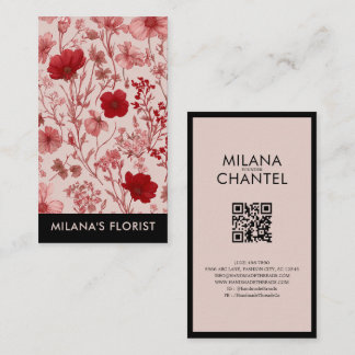 Moderne trendige Blume Floristin Pinke rote Daisy Visitenkarte