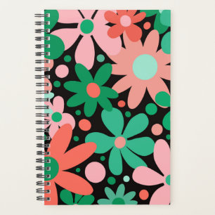 Moderne, trendige Blume in Rosa, Grün & Korallen. Planer