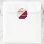 Moderne, trendige Blush Pink & Burgund Gold Hochze Runder Aufkleber (Tasche)