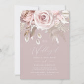 Moderne trendige Boho Dusty Rose Blush Wedding Einladung (Vorderseite)