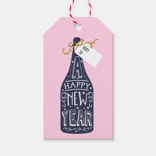 Moderne, trendige Champagner-Flasche Geschenkanhänger (Vorderseite)