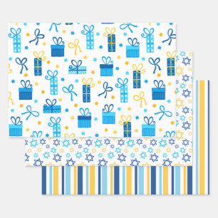 Moderne trendige Chanukka Geschenkpapier Set