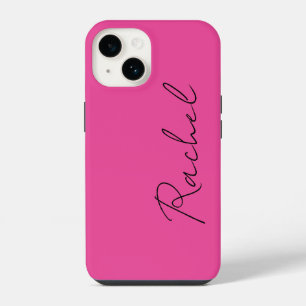 Moderne Trendige Chic Heißrosa Schrift Monogramm N iPhone 14 Hülle