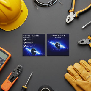Moderne Trendige Coole Blaue Blitzelektriker Gesch Quadratische Visitenkarte