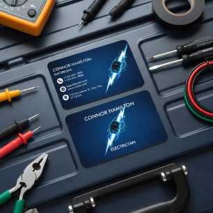 Moderne Trendige Coole Blaue Blitzelektriker Gesch Visitenkarte