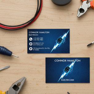 Moderne Trendige Coole Blaue Blitzelektriker Gesch Visitenkarte
