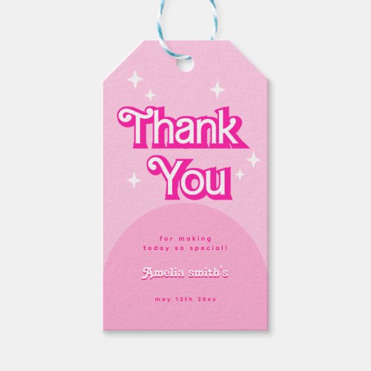 Moderne trendige Dankeschön pink Baby Dusche Geschenkanhänger (Vorderseite)