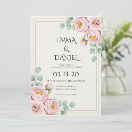 Moderne trendige Designer-Staubrose-Blush-Hochzeit Einladung