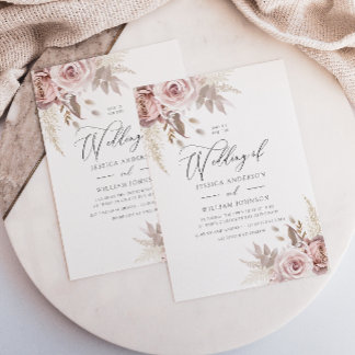 Moderne, trendige Dusty Rose Blush Bloral Wedding Einladung