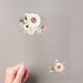 Moderne Trendige Dusty Rose Rouge Hochzeit Acryleinladungen