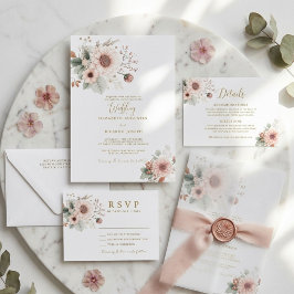Moderne Trendige Dusty Rose Rouge Hochzeit Einladung