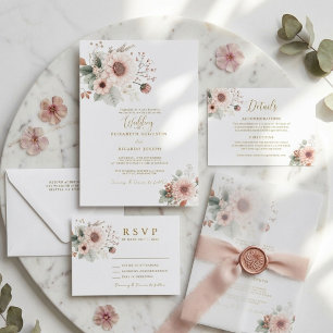 Moderne Trendige Dusty Rose Rouge Hochzeit Einladung