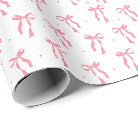 Moderne, trendige, einfache Elegante Rosa Bow Geschenkpapier (Rolleneckpunkt)