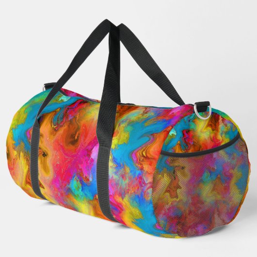 Moderne trendige, farbenfrohe Rainbow Art Duffle Bag (Rechte Ecke)