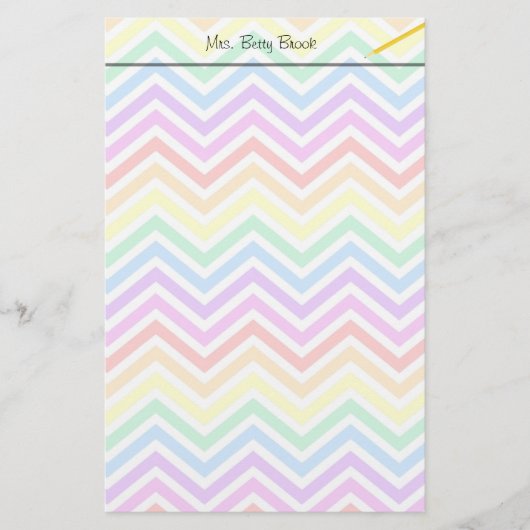 moderne, trendige, farbenfrohe Regenbogen-Zickzack Briefpapier (Vorderseite)