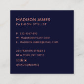 Moderne, trendige, florale Berufliche Mode Quadratische Visitenkarte (Rückseite)