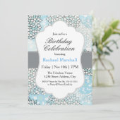 Moderne, trendige, florale Geburtstagsparty Einladung (Stehend Vorderseite)