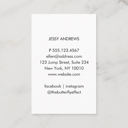 Moderne trendige Foto Business Card Visitenkarte (Rückseite)