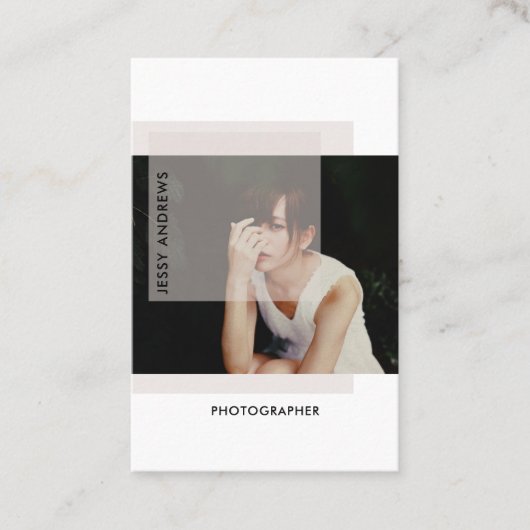 Moderne trendige Foto Business Card Visitenkarte (Vorderseite)