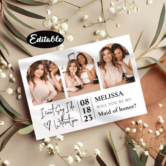 Moderne trendige Foto Collage Bridesmaid Vorschlag Einladung