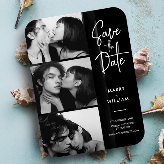 Moderne trendige Foto-Standskripte Save the Date Magnet