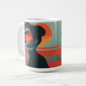 Moderne trendige Frau Retro Sunset Coffee Tasse (Vorderseite Links)