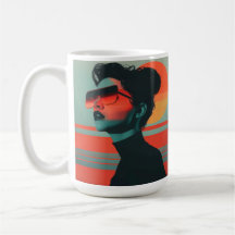 Moderne trendige Frau Retro Sunset Coffee Tasse