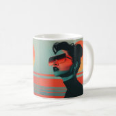 Moderne trendige Frau Retro Sunset Coffee Tasse (VorderseiteRechts)
