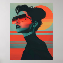 Moderne trendige Frau Retro Sunset Poster