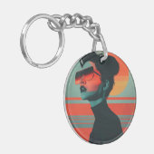 Moderne trendige Frau Retro Sunset Schlüsselanhäng Schlüsselanhänger (Vorderseite links)