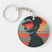 Moderne trendige Frau Retro Sunset Schlüsselanhäng Schlüsselanhänger (Vorderseite)