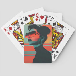 Moderne trendige Frauen retro Sunset Playing Cards Spielkarten