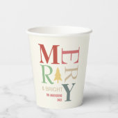 Moderne, trendige, fröhliche und helle Minimalisti Pappbecher (Rückseite)