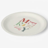 Moderne, trendige, fröhliche und helle Minimalisti Pappteller (Schrägansicht)